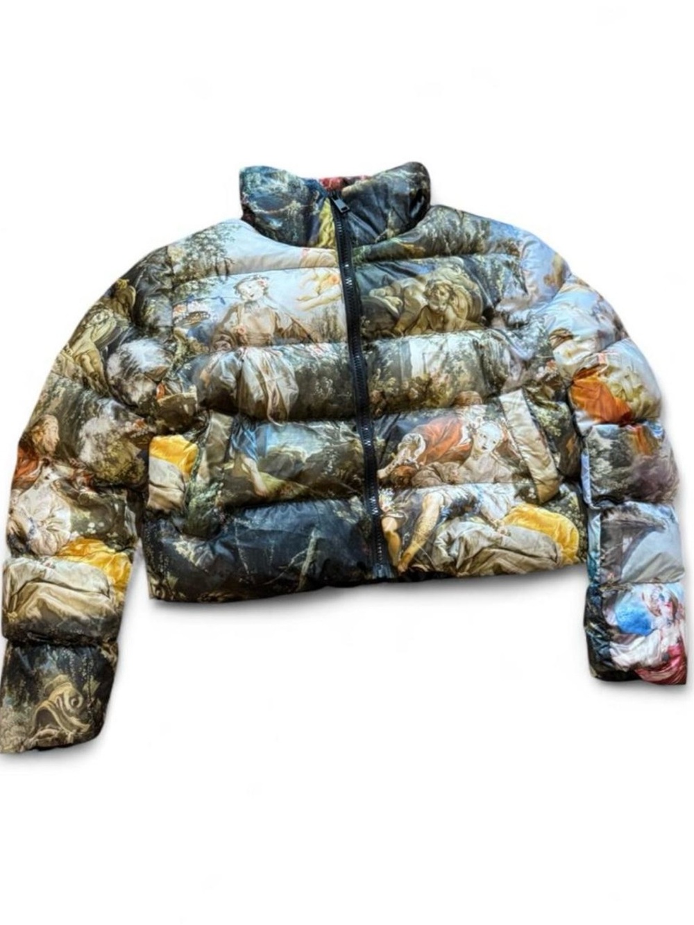Dolls Kill Cropped Art Print Puffer Jacket - Multicolor